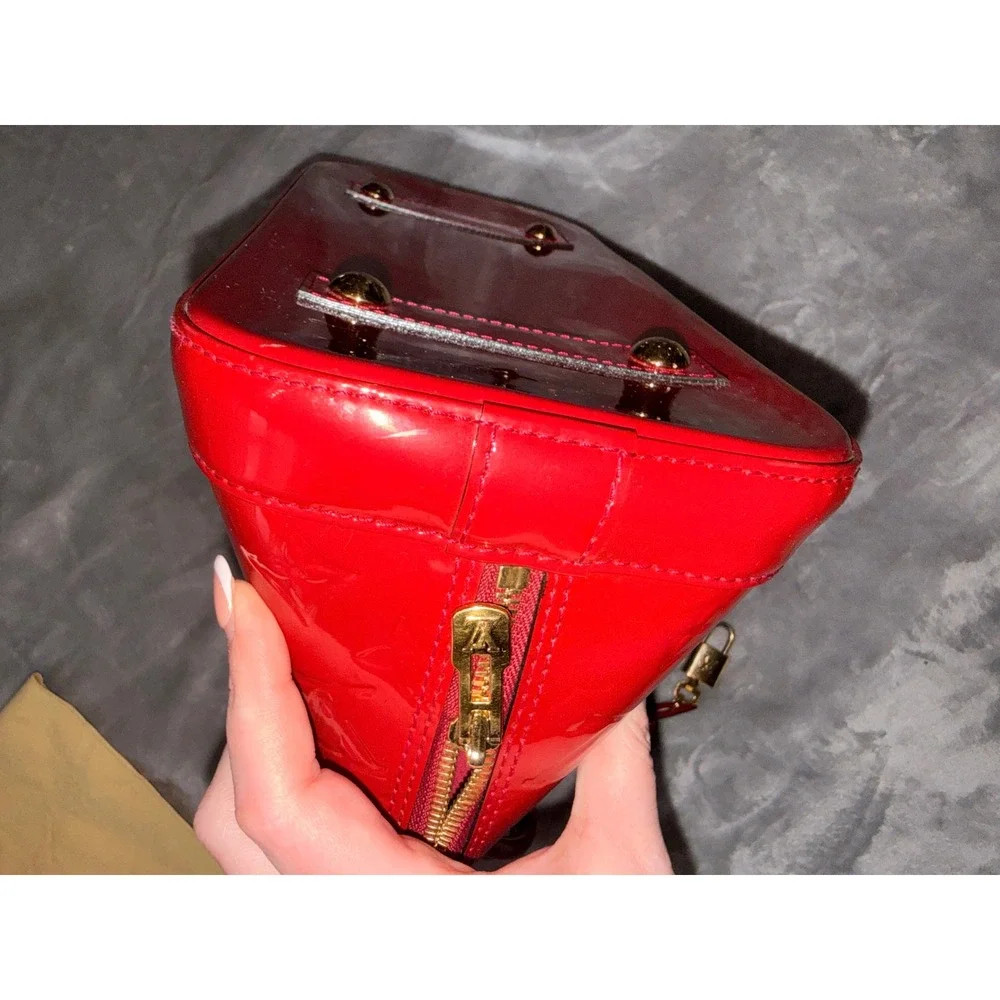 Louis Vuitton Alma PM Monogram Vernis Leather Red Pomme D'Amour FL4143 w/ COA - Picture 12 of 16